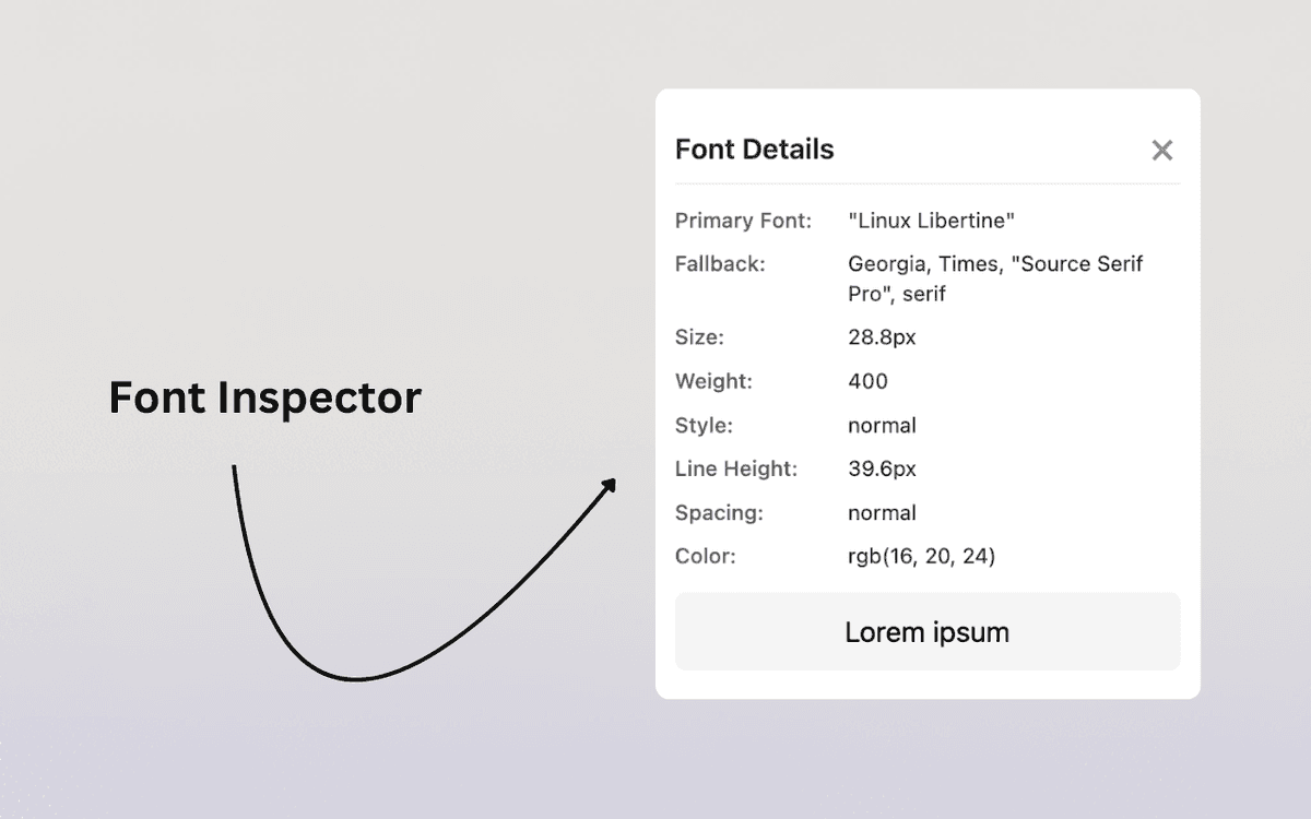 Font Inspector in action